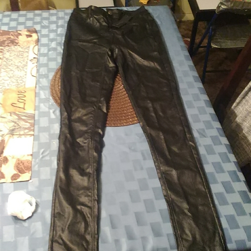 Women's black leather pants